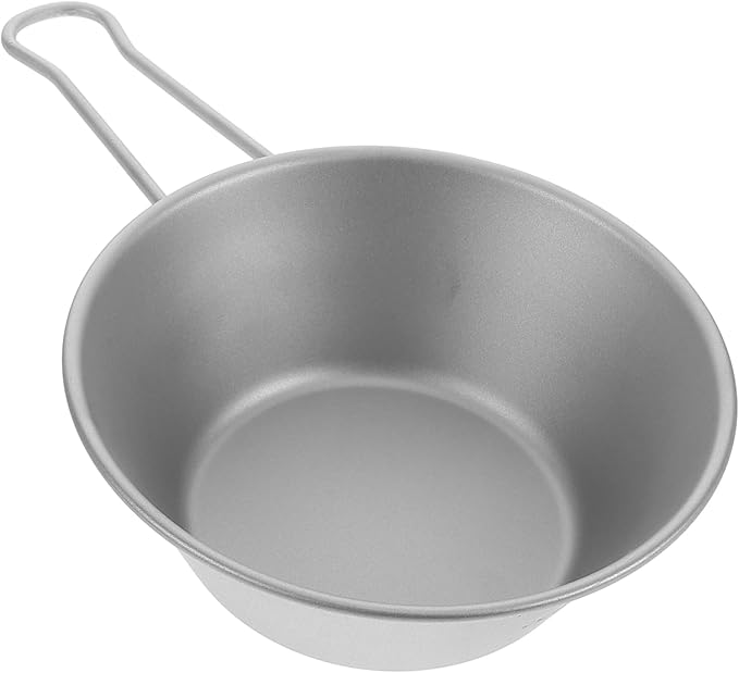 CHILDWEET Portable Titanium Camping Bowl with Folding Handle Lightweight Outdoor Dish for Hiking Picnics and Salad Versatile Tableware for Travel and Outdoor Dining