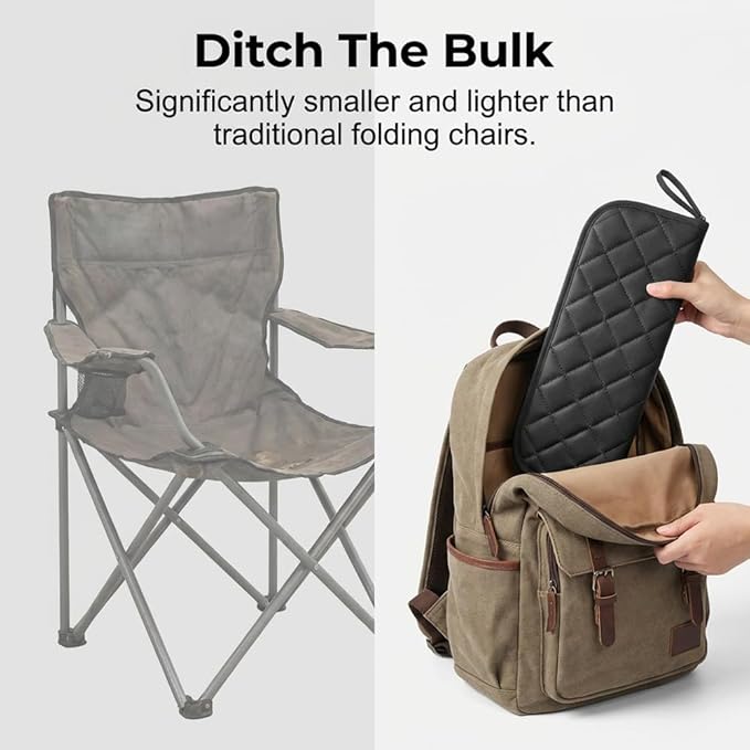 Foldable Backpack Stool Portable Folding Chair for Adults Collapsible Camping Stool with Carry Strap &amp Storage Pouch Heavy Duty Compact Travel Seat for Hiking Fishing Outdoor (Grey)