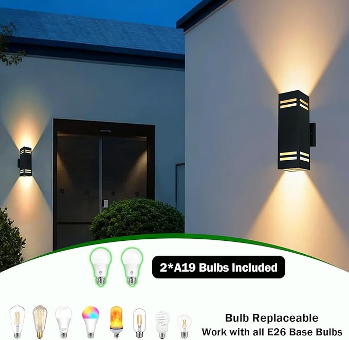 Up and Down Outdoor Wall Lights Fixture – ETL Listed Aluminum Waterproof Wall Mount Square Design- Modern Exterior Lighting Outdoor Wall Sconce for Porch Patio