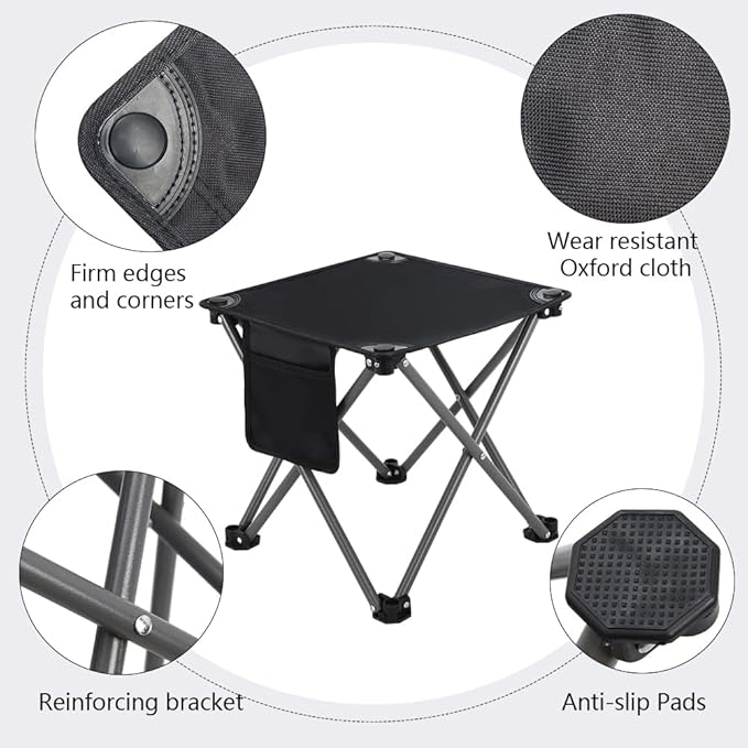3 Pack Camping Stool Camping Foot Stools Portable Folding Camp Stool with Storage Bag Folding Stool Suitable for Fishing Beach PicnicOutdoor - Black
