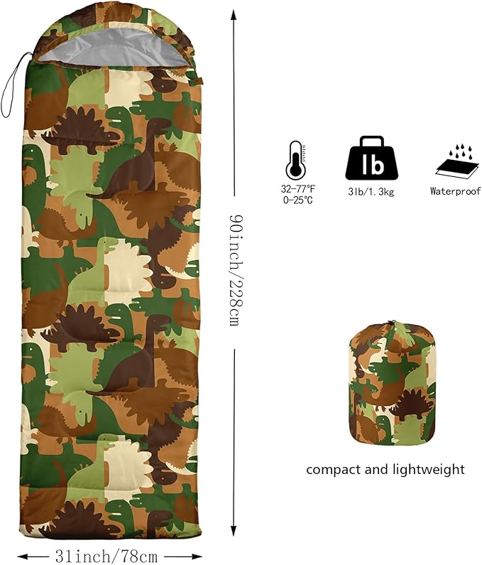 AILONEN Cartoon Camping Sleeping Bag for Boys Girls AdultsLightweight &amp Waterproof3 Season Warm &amp Cold WeatherPortablePrinted Sleeping BagTravelingCampingHiking