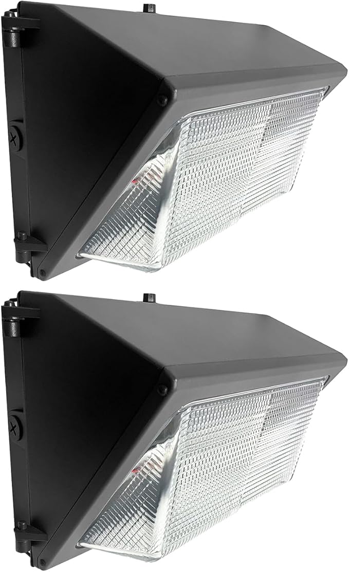 LED Wall Pack Light High Voltage 347-480 Vac with Dusk to Dawn Photocell 60W/80W/100W/120W Selectable 3000K/4000K/5000K IP65 Outdoor Wall Pack Lighting ETL DLC Listed 2PK
