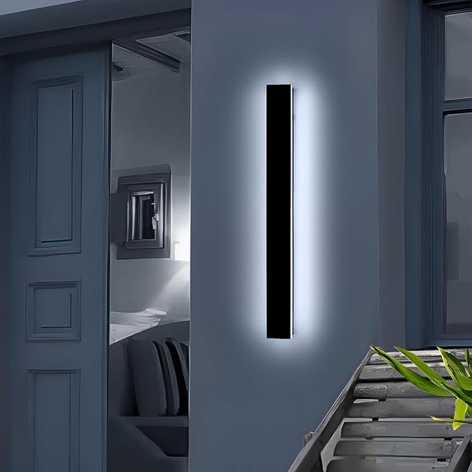 47.2inch Long Outdoor Wall Light Fixture Garage Modern Wall Sconces 6000K Cold White IP65 Waterproof White Acrylic 42W Minimalist House Exterior Lighting for Patio Porch Garden Fence