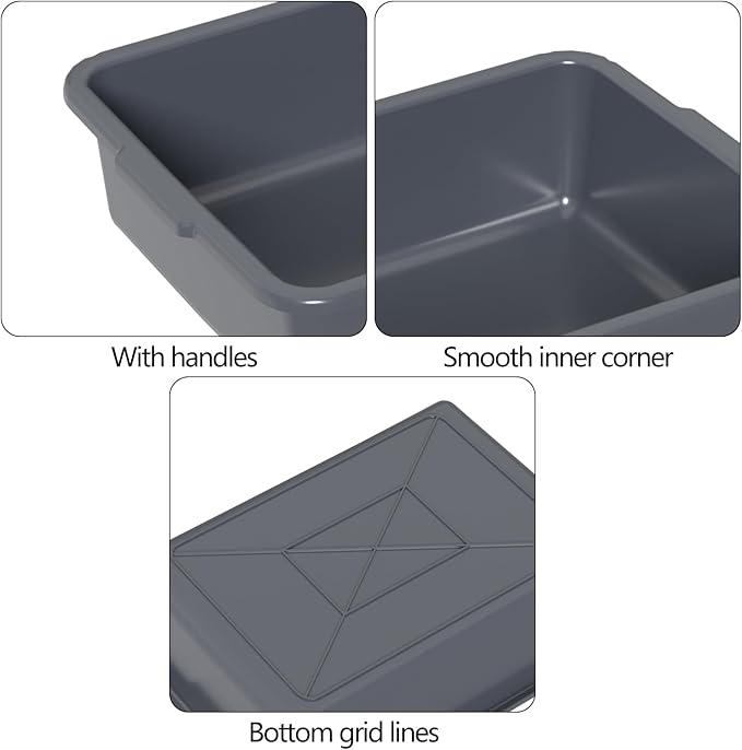 13 L Plastic Commercial Bus Box 12-pack Plastic Bus Bin Gray
