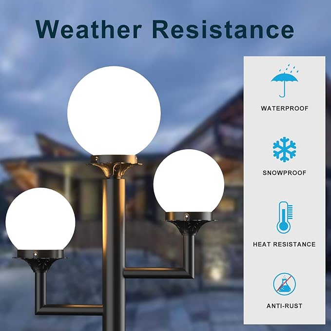 Lightdot 79 Modern Stable Post Lights Outdoor 3-Heads Street Pole Lights IP65 Waterproof Heavy-Duty Aluminum Lamp Posts Outdoor Lighting with 3Pcs 3000K LED Bulbs for Driveway/Garden/Yard