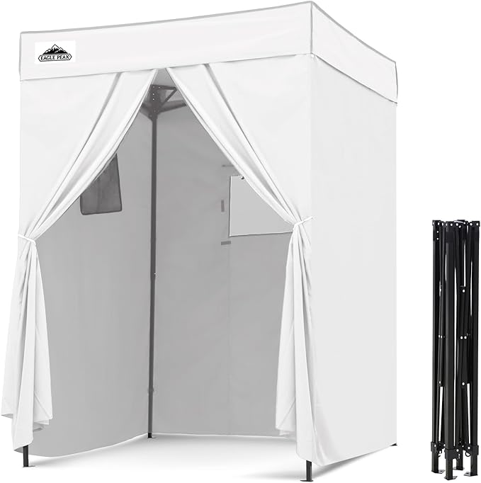 EAGLE PEAK Flex Compact 5x5 Pop-up Canopy Changing Room Portable Privacy Dressing Room for Indoor Fashion Photoshoots Camping or Pool White