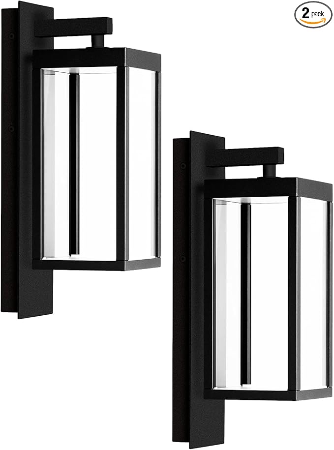 Outdoor Wall Sconce Exterior Waterproof Wall Lantern Light Fixtures Dark Porch Lights with Clear Glass Shade Waterproof Aluminum Front Door Wall Mount Lighting for Garage Garden Patio 2 Pack