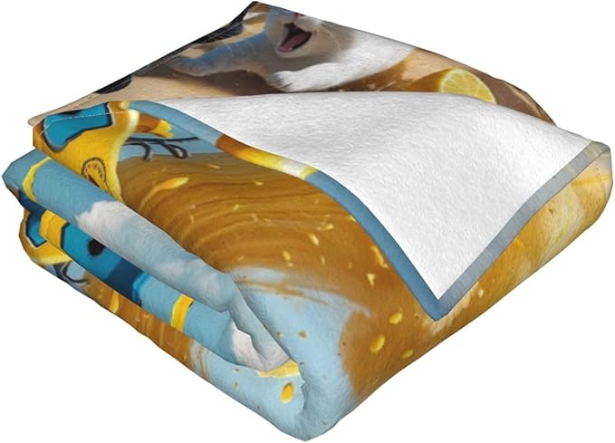 Lemon Submarine 60x50 Printed Soft Fleece Blanket for Sofa Bed and Camping - Cozy Blanket for Travel Picnics Nighttime Use