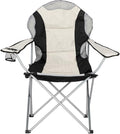 Medium Camping Folding ChairHeavy Duty Support 330 LBS Iron Tube Collapsible Arm Chair with Cup Holder Portable for OutdoorBlack&amp Gray