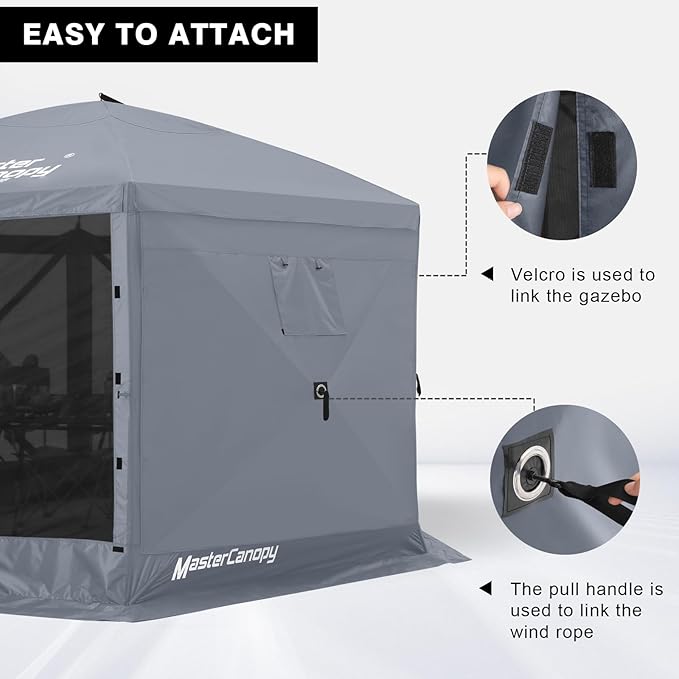 MASTERCANOPY Wind Screen Side Panel with Window for 12x12 Escape Screen Shelter Canopy Tent - Weatherproof UV Resistant Sun Shade Attachment Accessory (Beige 1 Pack)