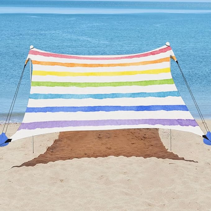 YUKIHOME Beach Tent Sun Shade Canopy Tent UPF 50+ Camping Beach Sun Shelter 7 x 7ft 2 Pole Lightweight Easy Set Up and Carry