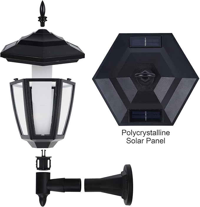 Dynaming 4 Pack Solar Flame Wall Lanterns Outdoor Solar Powered Wall Mounted Sconce Lights Flickering Flame LED Lights Auto On/Off Wall Hanging Lights Waterproof for Garage Stair Patio Porch Yard