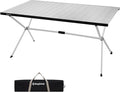 KingCamp Camping Table Roll up Aluminum Folding Table Lightweight Large Portable Foldable Camp Table for Picnic Camping Barbecue Backyard Beach Tailgate Indoor Outdoor 4-6 Person Support 176lbs