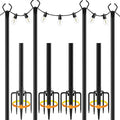 4 Pack String Light Poles10 Ft Light Poles for Outside String LightsOutdoor Lights Pole with ForkMetal Poles Stand for Patio Deck Backyard (10FT 4 Pack)