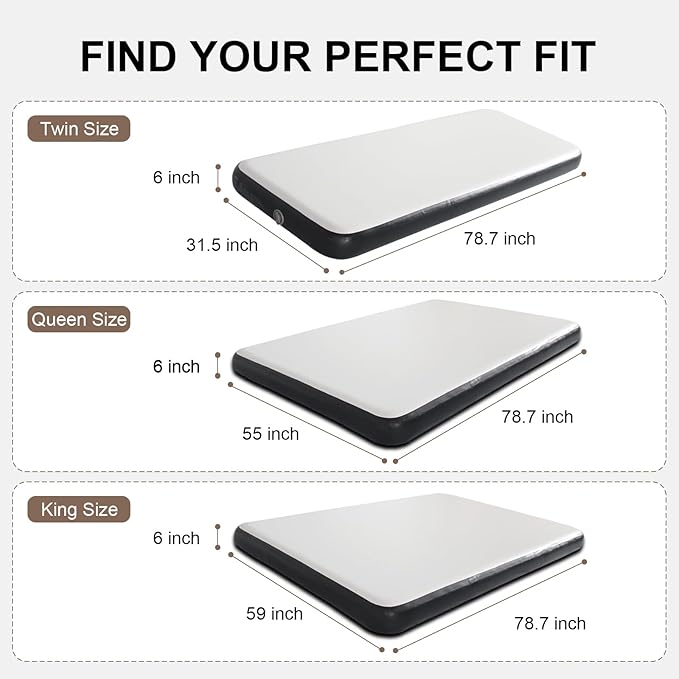 Queen Size Inflatable Air Bed Mattress 6'' Elevated Pad with Pump White Hypo-Allergenic Portable Outdoor Camping Mat