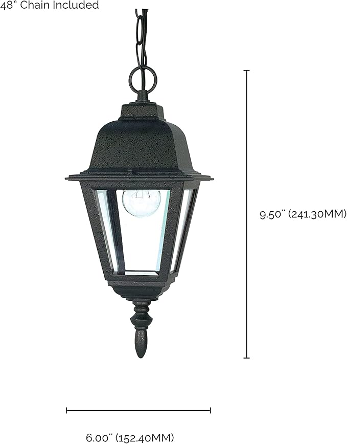Nuvo Lighting 60/489 Traditional One Light Hanging Lantern from Briton collection in Black finish
