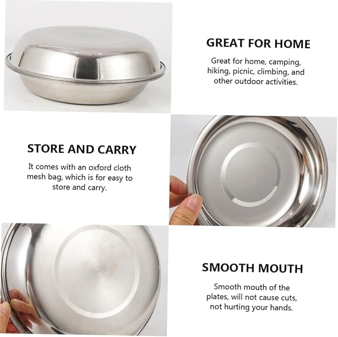 1 Set Outdoor Tableware Portable Camping Dishes and Dinner Plates Lightweight and Durable for BBQ Hiking and Picnic Use with Convenient Storage Bag
