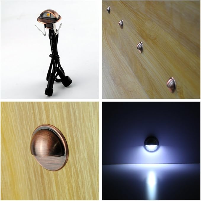 FVTLED Pack of 10 Low Voltage LED Deck Lights kit Φ1.38 Outdoor Garden Yard Decoration Lamp Recessed Landscape Pathway Step Stair Cold White LED Lighting Bronze