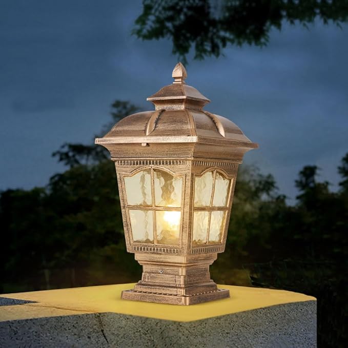 Outdoor Column Lights IP65 Waterproof Pillar Lights Outdoor Post Lights Fixture Glass Aluminum Antirust Column Lamp for Garage Pavilion Courtyard Park Lighting