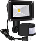Z Motion Sensor Flood Lights Outdoor10W Induction LED Lamp IP65 Waterproof Spotlight3200K LED Sensor LightSecurity Light with US 3-Plug (Warm White-Black)