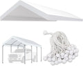 Carport Replacement Canopy Cover for 12 x 20 feet Car Tent Top Garage Shelter Cover Tarp with Ball Bungees (Only Top Cover Frame Not Include (12 x 20' White)