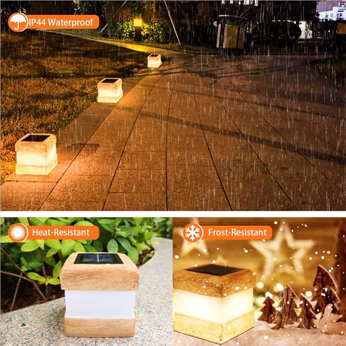 Larekook 2 Pack Solar Rock Light Christmas Decorations OutdoorSolar Lights Outdoor Waterproof Fake Rock Garden Statue with LED Light for Lawn Landscape Pathway Yard DecorGarden Gift for Women(Brown)