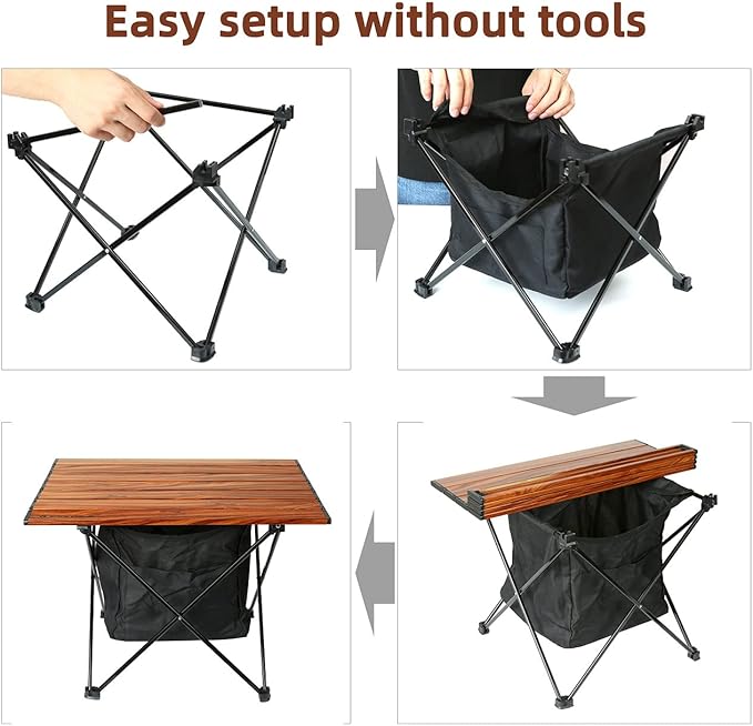 ROCK CLOUD Portable Camping Table Ultralight Aluminum Camp Table with Storage Bag Folding Beach Table for Camping Hiking Backpacking Outdoor Picnic Size M