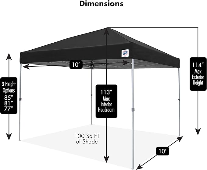 E-Z UP Patriot ONE-UP Technology Shelter 10' x 10' Black (PTSBK10)