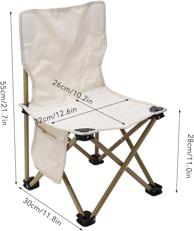 Diydeg Portable Camping Chair Folding Design Stainless Steel Frame Oxford Cloth Cushion Anti Slip Chair Feet Ideal for Outdoor Activities