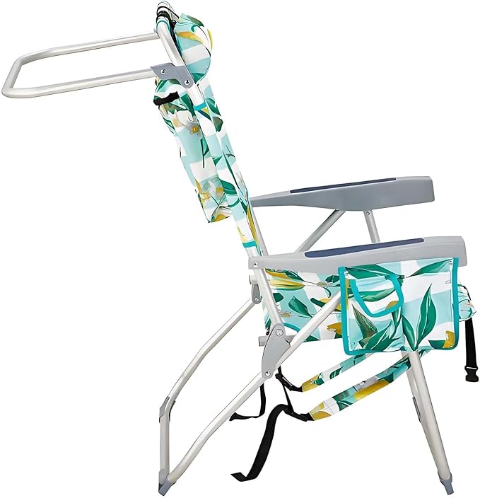 Backpack Beach Chair Adjustable Beach Chairs with 5-Positions Foldable Camping Chair with Headrest Cup Holder Towel bar &amp Armrests Portable Outdoor Chairs for Lawn Concert Garden Picnic