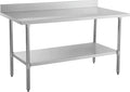Kratos Stainless Steel Kitchen Prep Table 60x24 with Backsplash and Undershelf NSF Worktable for Restaurants - 18ga/430SS (28W-021)