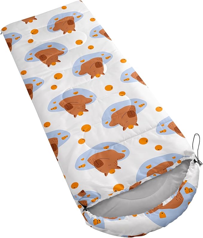 Kawaii Capybara Sleeping BagRainbow Duck Floral Compact Waterproof Camping Bag for Kids Girls BoysCute Cartoon Capibara Warm Backpacking for Traveling Outdoor Hiking Camping Gear Equipment