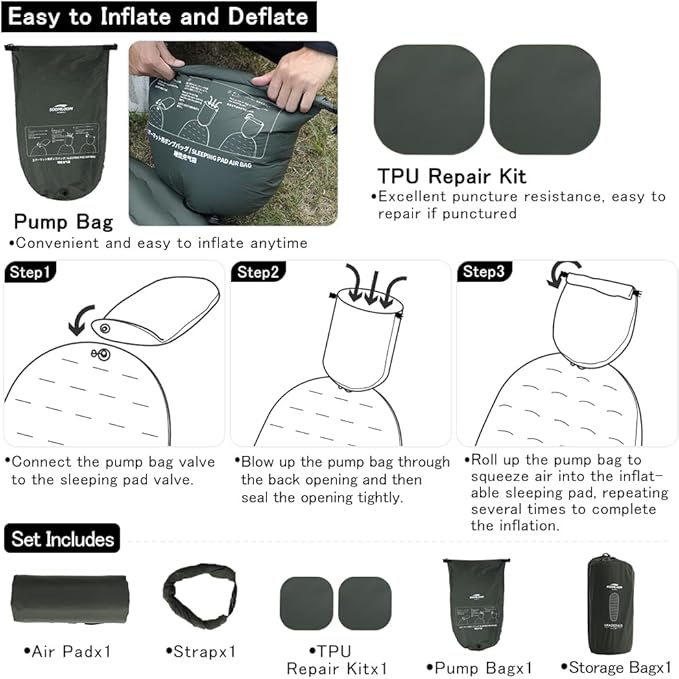 Camping Air Pad Graded 6.0 High R-Value 6 Insulation Warmth Comfort Compact Lightweight Air Mat Pump Bag Included Backpacking Climbing Outdoor Car Camping Inflatable Sleeping Pad