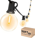 Svater Outdoor String Lights 50 FT Patio LED Lights Outside with 26pcs Bulbs Waterproof Shatterproof Hanging Globe Light Connectable for Bistro Cafe Backyard Balcony Warm White