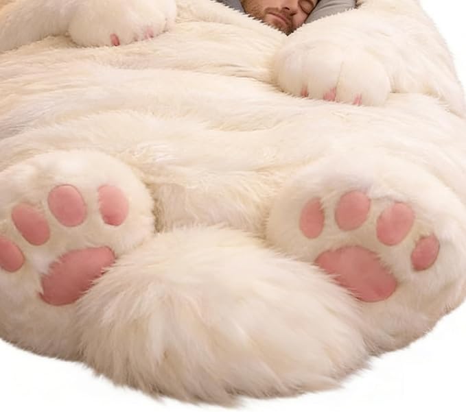 Plush Cat Print Envelope Sleeping Bag | 175x80cm Indoor Wearable Cat Sleeping Bags for Adult | Cute Animal Shaped Blanket| Winter Plush Sleep Sack