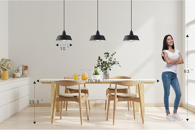 10 Inch Farmhouse Pendant Lighting Black Outdoor Barn Porch Ceiling Mount Lights Fixture Indoor Kitchen Island Hanging Light for Home Hallway Pendant Lamp for Entrance Adjustable