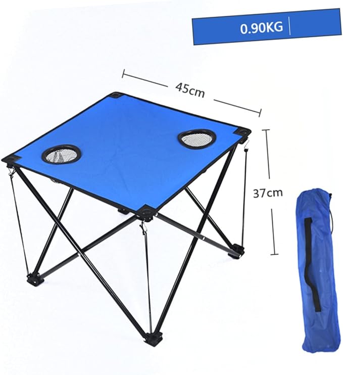 Sosoport Portable Folding Table with Cup Holders Lightweight Compact Picnic Desk for Outdoor Camping BBQ and Beach Activities Blue