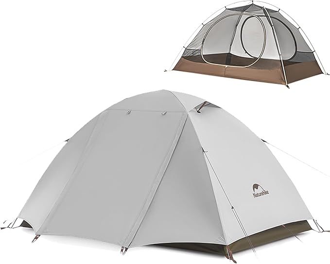 Naturehike Cloud River Tent [2025 Upgrade] - 2-3 Person Lightweight Backpacking Tent Black Coating for Sun Protection Windproof &amp Rainproof Easy Setup for Camping Hiking Travel Double Layer Te