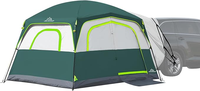 SUV Tents for Camping 6 Person Waterproof Car Family Camping Tent with Tailgate Attachment for SUV Jeep Truck with Cap Easy Setup Large Tent for Outdoor Camping