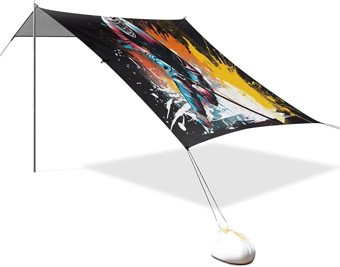 Camping Sun Shelters Colorful Watercolor Ice Hockey Player Beach Canopy 126 * 110.2in