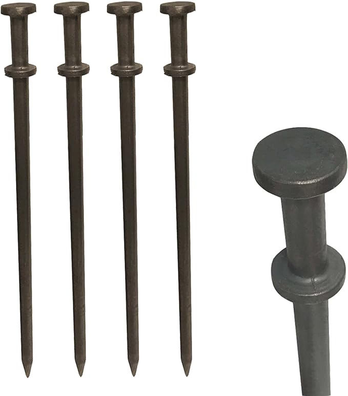 Double Head Tent Stakes - Heavy Duty Steel Tent Stakes Versatile Ground Spikes to Anchor Commercial Inflatables Party Tents and Outdoor Camping Shelters 3/4 x 12 Inch 25-Pack