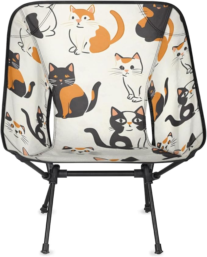 Honeybaby Folding Camping Chair Cat Pattern Camping Chairs Lightweight Portable Chair Outdoor Foldable Chairs for Camping Travel Picnic Beach Hiking