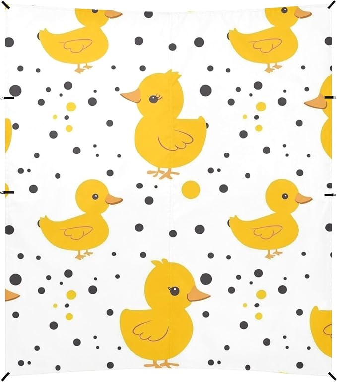Cute Yellow Duck with Polka Dot Camping Sun Shelter Beach Tent Portable Beach Sun Shade Outdoor Canopy for Camping Trips Fishing Picnic