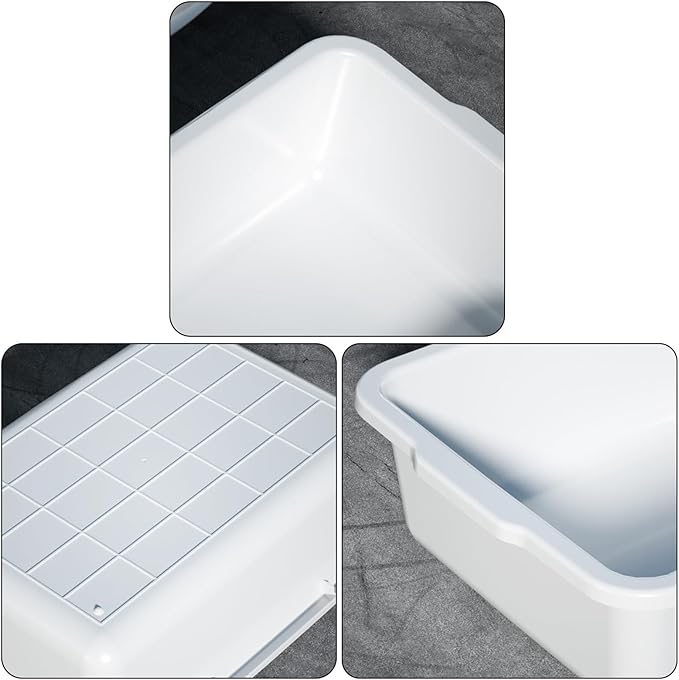 23 L Plastic Commercial Bus Tubs Large Utility Tote Bus Box White 4-Pack