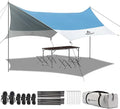 Forceatt 12x14FT Tarp with 2 Poles Waterproof Anti-UV Camping Tarp Car Awning (UPF50+) Lightweight Sun Shelter for Car Tent and Hammock in Hiking Backpacking Garden and Traveling