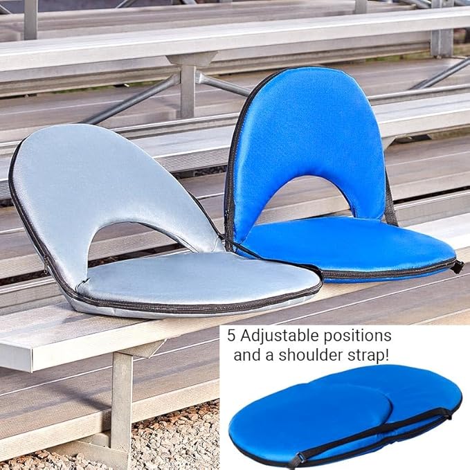 The Lakeside Collection Travel Folding Cushioned Seat 5 Adjustable Positions Blue Or Gray