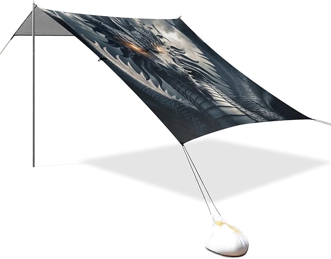 ALAZA Dragon Portrait Magic Beach Tent Sun Shelter UPF50+ Protection Beach Shade Canopy w/ 4 Sandbags for Outdoor Camping Fishing Backyard Fun Picnic 10x9 ft