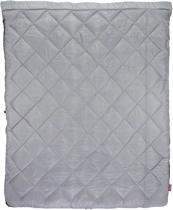 Coleman 45°F Double Sleeping Bag Queen Size XL Tandem Sleep Sack with Big &amp Tall Design Zips Apart into 2 Sleeping Bags Machine Washable