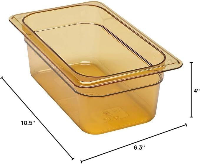 Cambro 1/4 GN High Heat Food Pan 4 Deep Amber 44HP-150