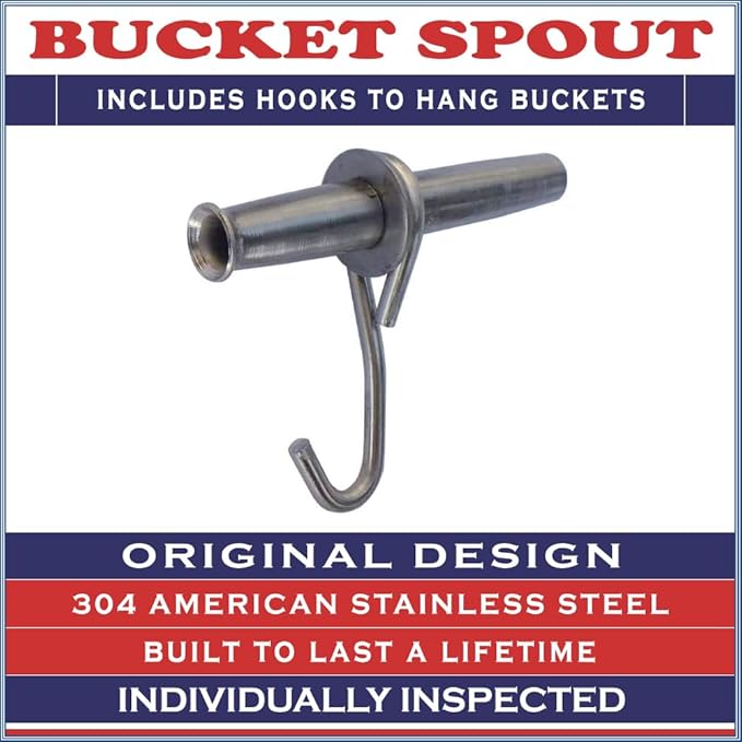 5/16 Stainless Steel Maple Spouts with Hooks – Premium Tapping Spiles for Collecting Sap &amp Making Maple Syrup (10)